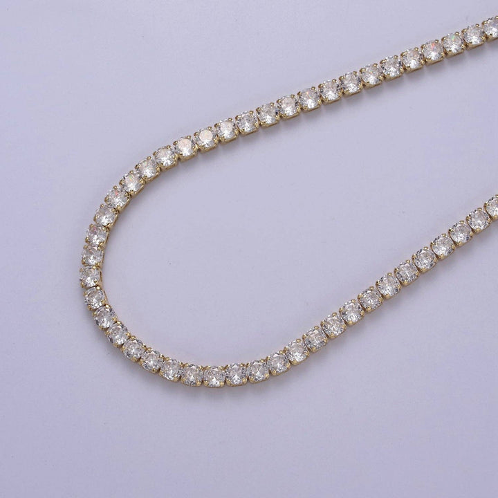 Classic Cubic Zirconia Tennis Necklace , Diamond Necklace , 14K Gold Filled Tennis Adjustable Necklace, Gift for her WA-602: 18 Inches + 2 Inch Extender