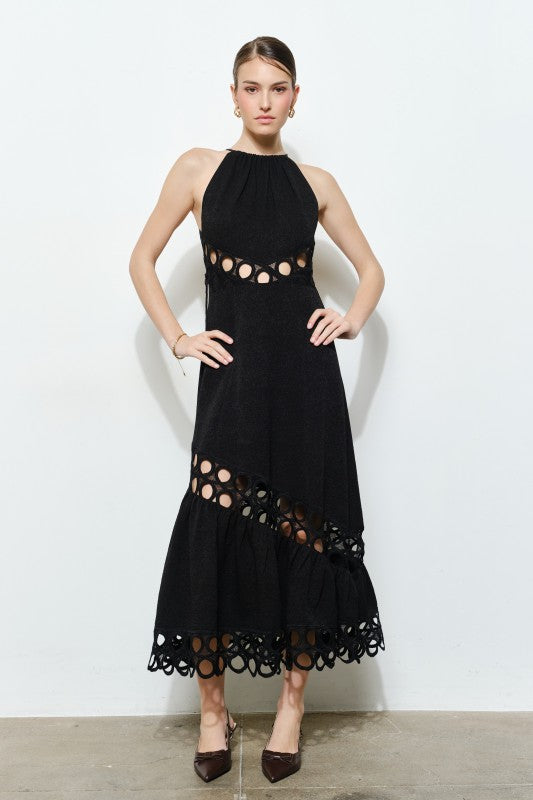 Womens Black Crochet Dress S
