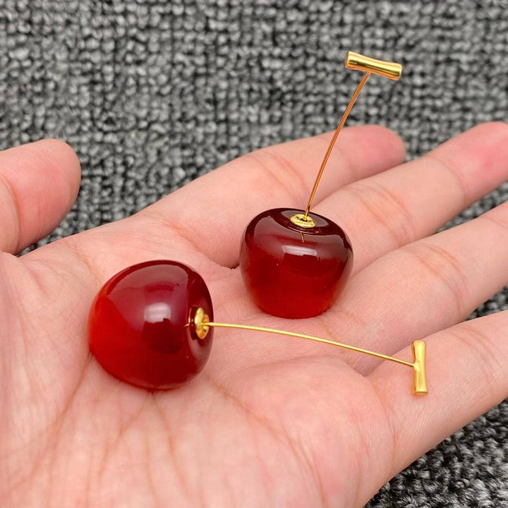 Mio Queena - Creative Resin Cherry Charm 18K Gold Plated SS Earrings -FGS