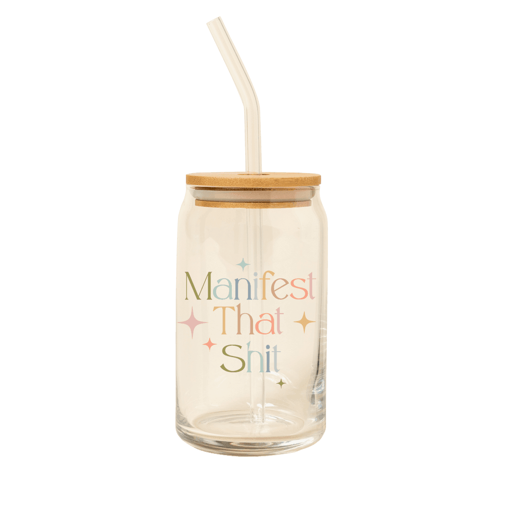 Can Glass w/Lid + Straw: Carnival Check