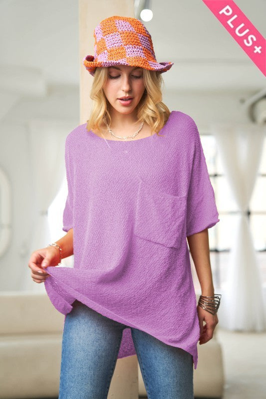 Plus Size Solid round neck light weight sweater