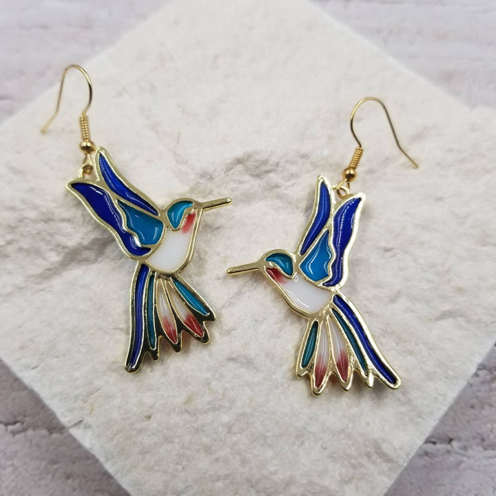 Treasure Wholesale - Sunshine Hummingbird Earrings: Silver