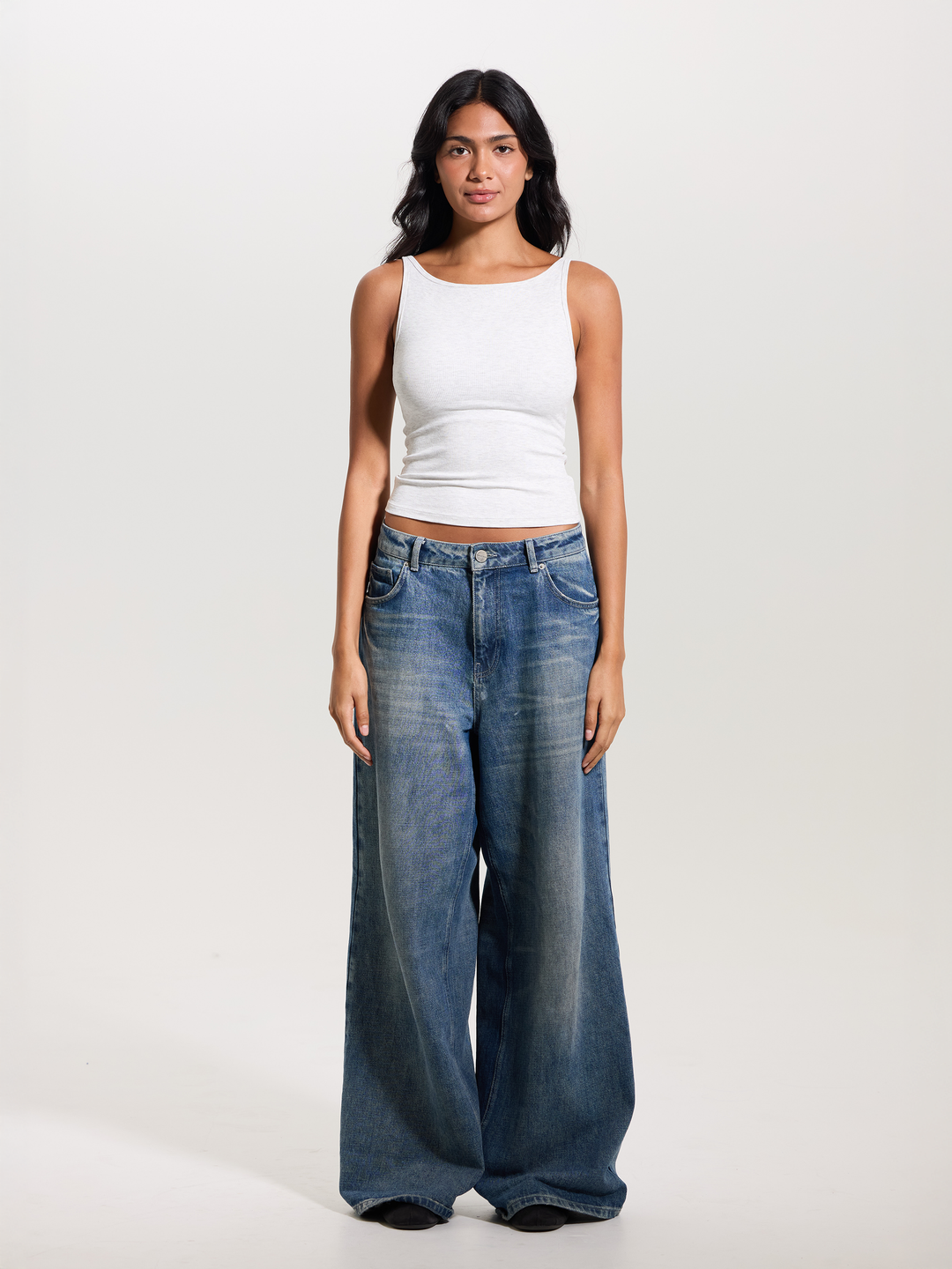 Klassy - Ribbed Dainty Boat Neck Brami: Light Heather Gray / 2XL