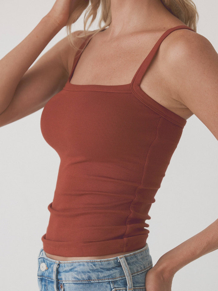 Klassy - Ribbed Square Neck Brami: Light Heather Gray / 2XL