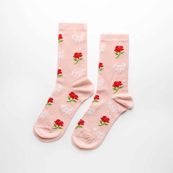 Yellow Owl Workshop - F*ck Off Rose Crew Flower Socks - Small