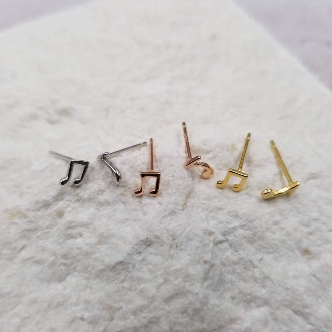 Mini Musical Note Stud- silver