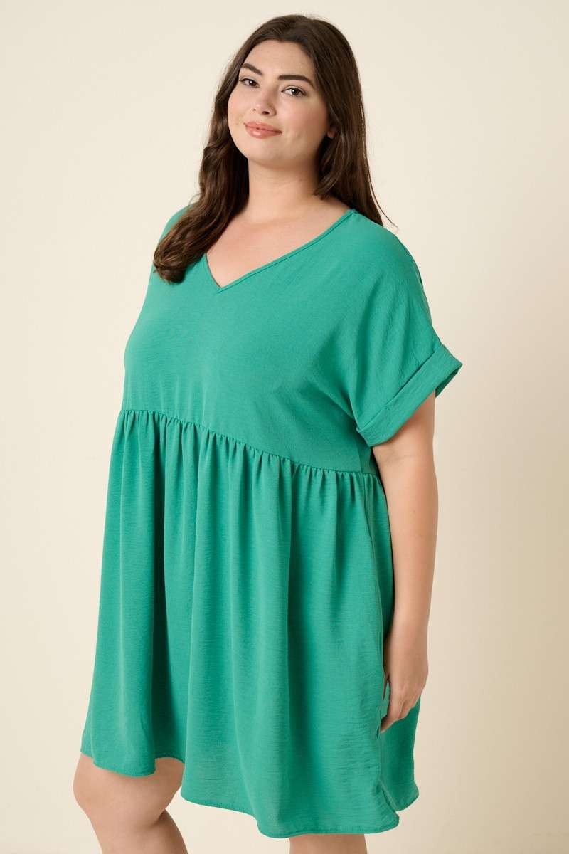 Plus Womens Mittoshop Airflow Short Sleeve Babydoll Dress Paris Green