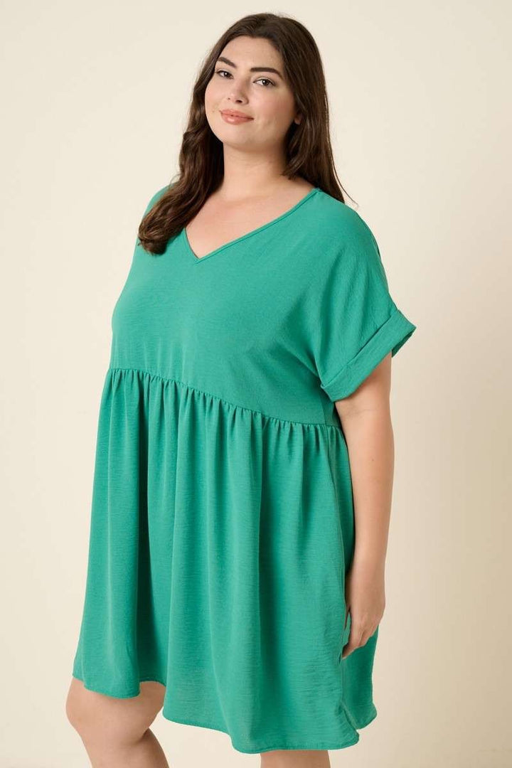 Plus Womens Mittoshop Airflow Short Sleeve Babydoll Dress Paris Green