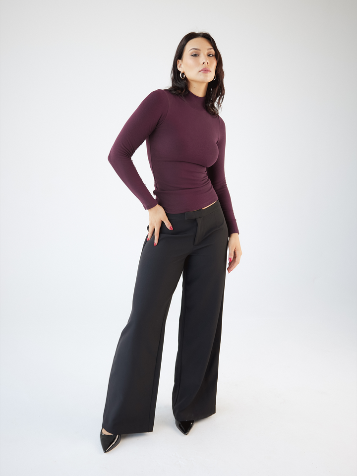 Klassy - Ribbed Turtleneck Long Sleeve: Forest Green / 3XL