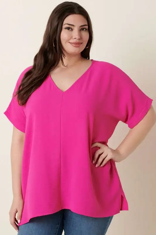 Plus Size Airflow Dolman Sleeve Woven Top in multiple colors