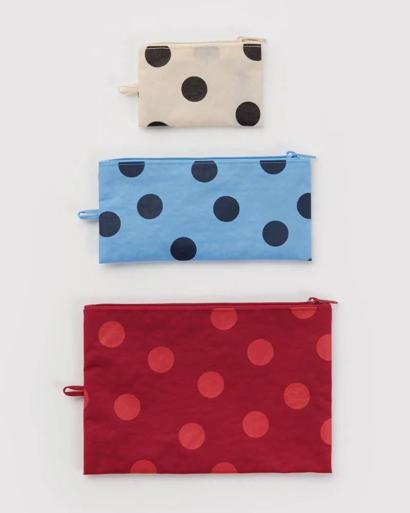 BAGGU - Flat Pouch Set in Polka Dot Mix