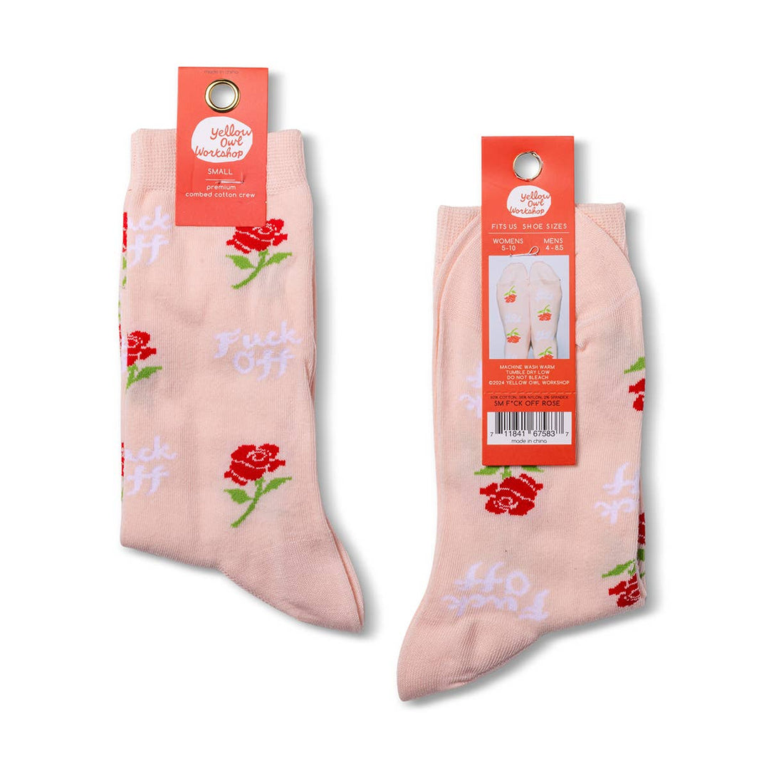 Yellow Owl Workshop - F*ck Off Rose Crew Flower Socks - Small