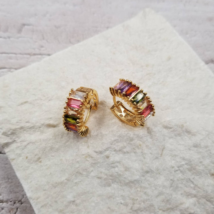 Multicoloured Crystal Shimmer Mini Hoops
