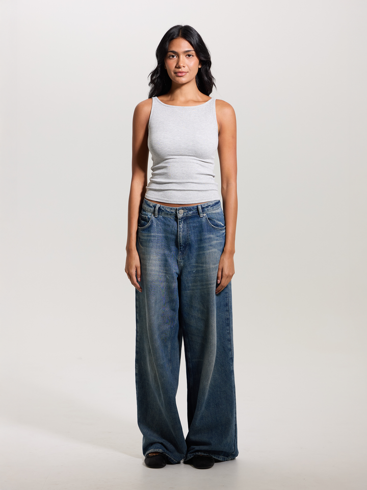 Klassy - Ribbed Dainty Boat Neck Brami: Light Heather Gray / 2XL