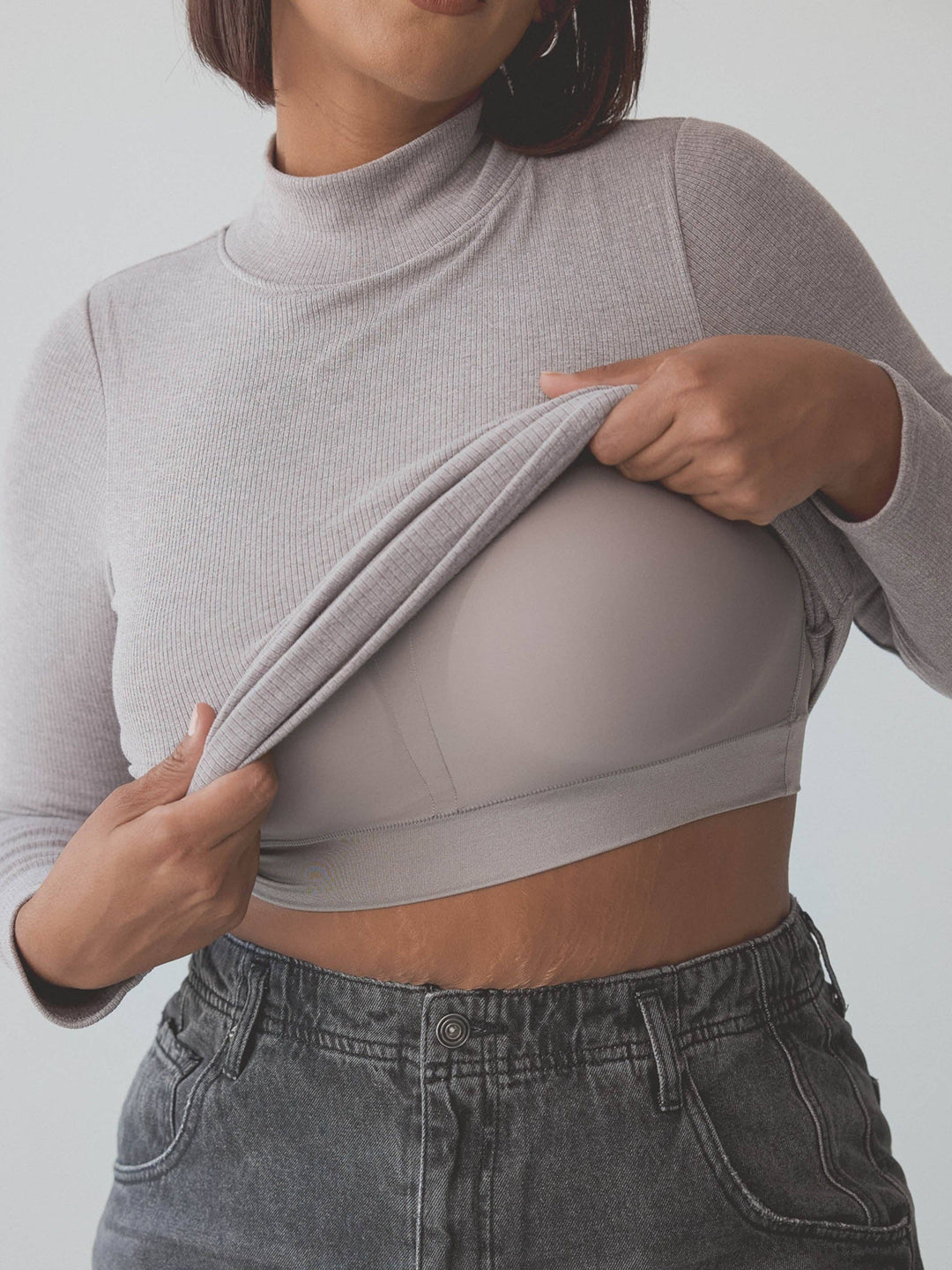 Klassy - Ribbed Turtleneck Long Sleeve: Black / 2XL