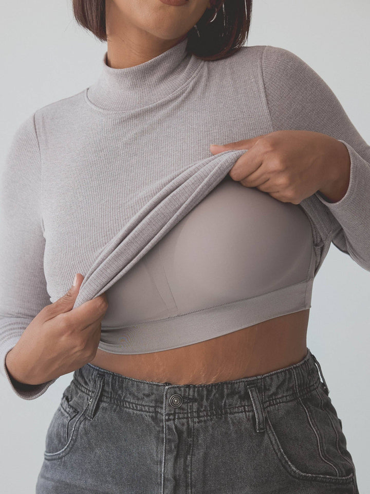 Klassy - Ribbed Turtleneck Long Sleeve: Black / 2XL
