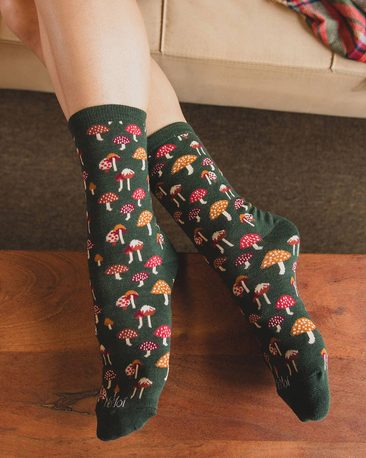 Infinity Classics International Inc. - Mushroom Field Bamboo Blend Crew Sock: Hemp Heather / 9-11
