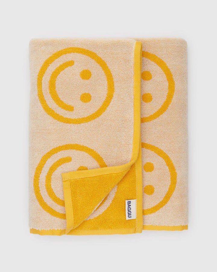 Baggu- Smiley Face Happy Bath Towel Marigold