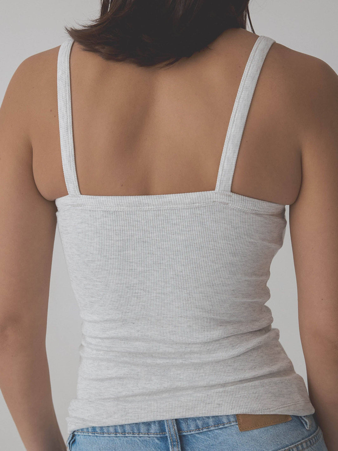 Klassy - Ribbed Square Neck Brami: Light Heather Gray / 2XL