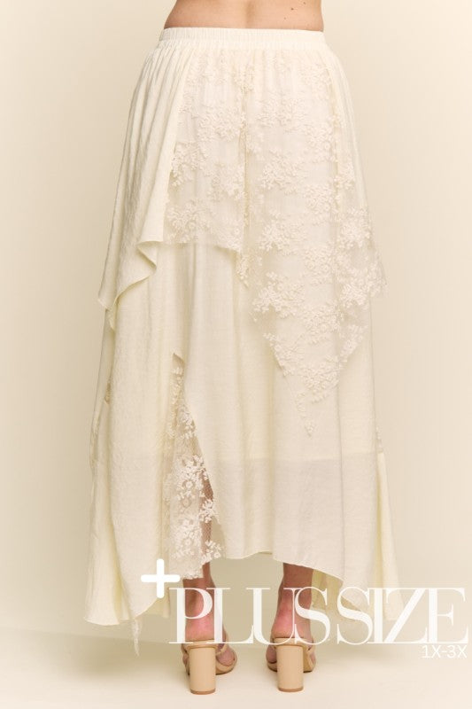 Womens and Plus Size Boho-chic Lace Blend Skirt