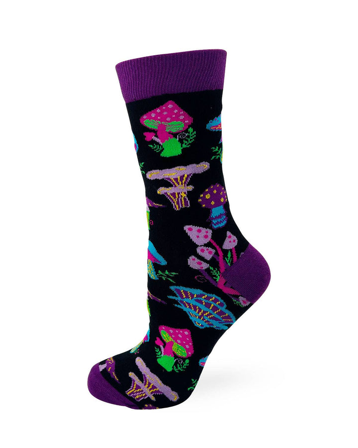 Fabdaz - Trippy Mushrooms Women's Novelty Crew Socks