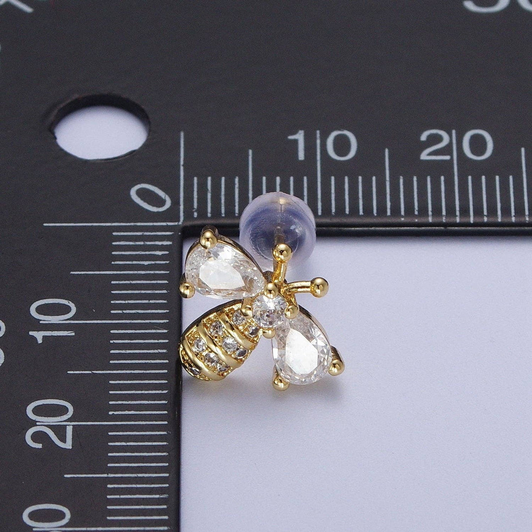 Aim Eternal - Bumble Queen Bee Cubic Zirconia Gold Stud Earrings