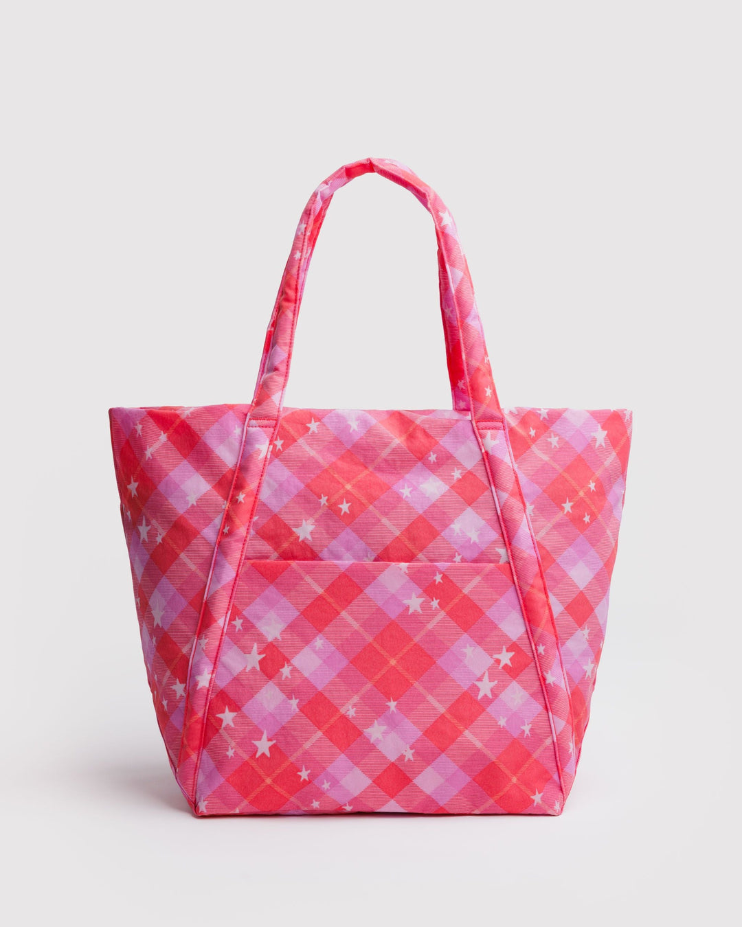 Baggu- Cloud Tote Bag in Plaid Pink Star