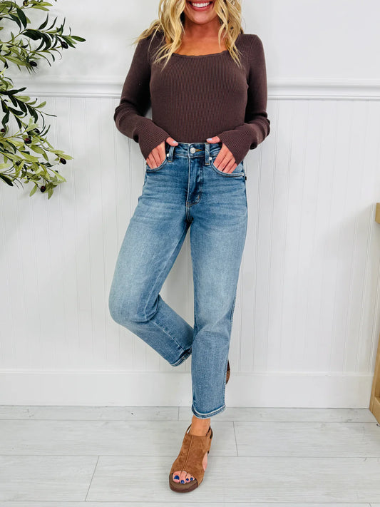 Womens Judy Blue Straight Leg Petite Midrise