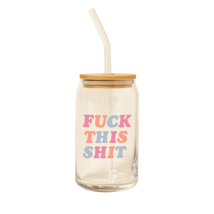 Can Glass w/Lid + Straw: Carnival Check