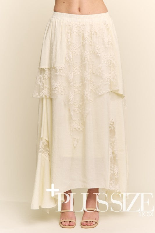 Womens and Plus Size Boho-chic Lace Blend Skirt