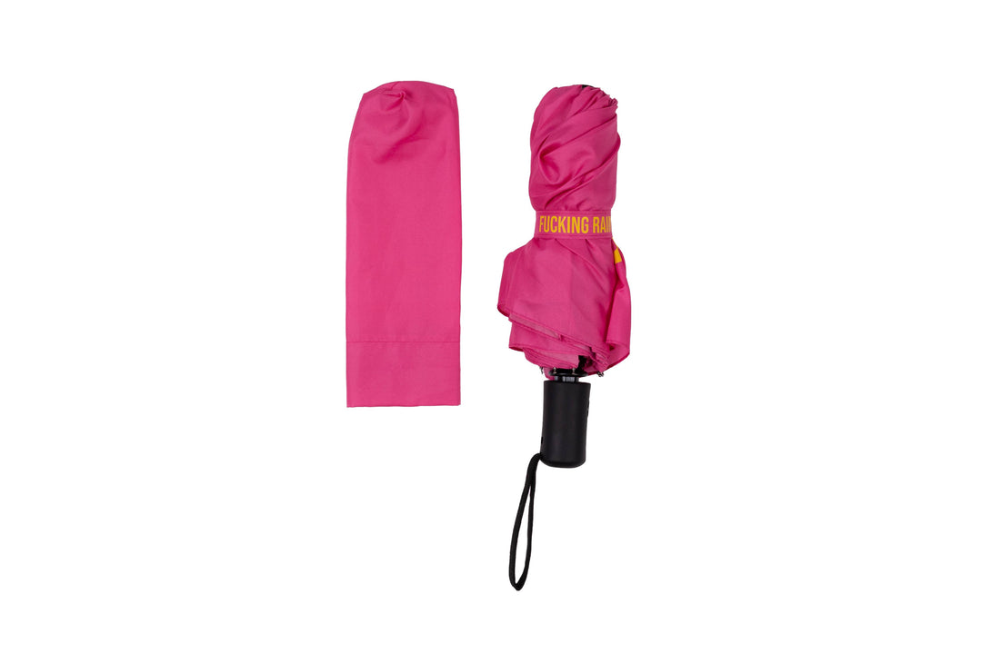 Fisura - Foldable umbrella "Fucking rain" pink