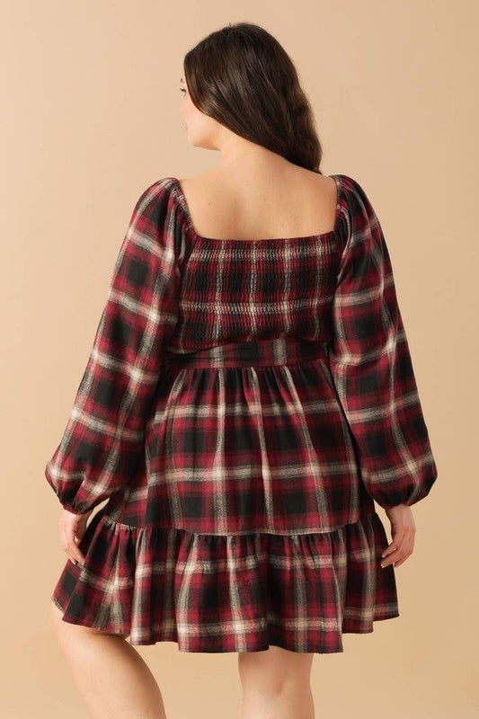 Plus Size Plaid Mini Dress