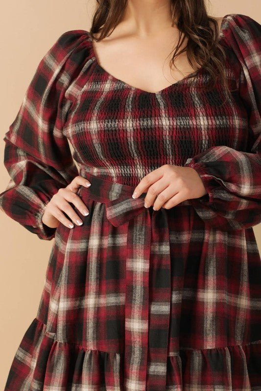 Plus Size Plaid Mini Dress