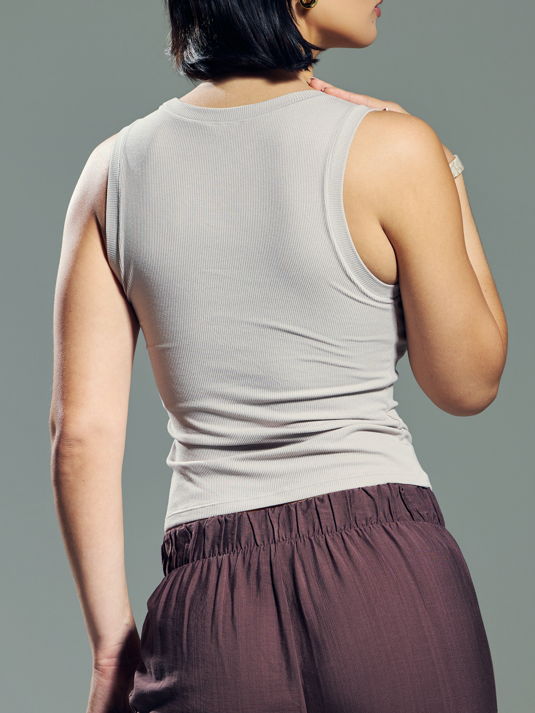 Klassy - Chunky Binding Ribbed Square Neck Tank: Dark Red