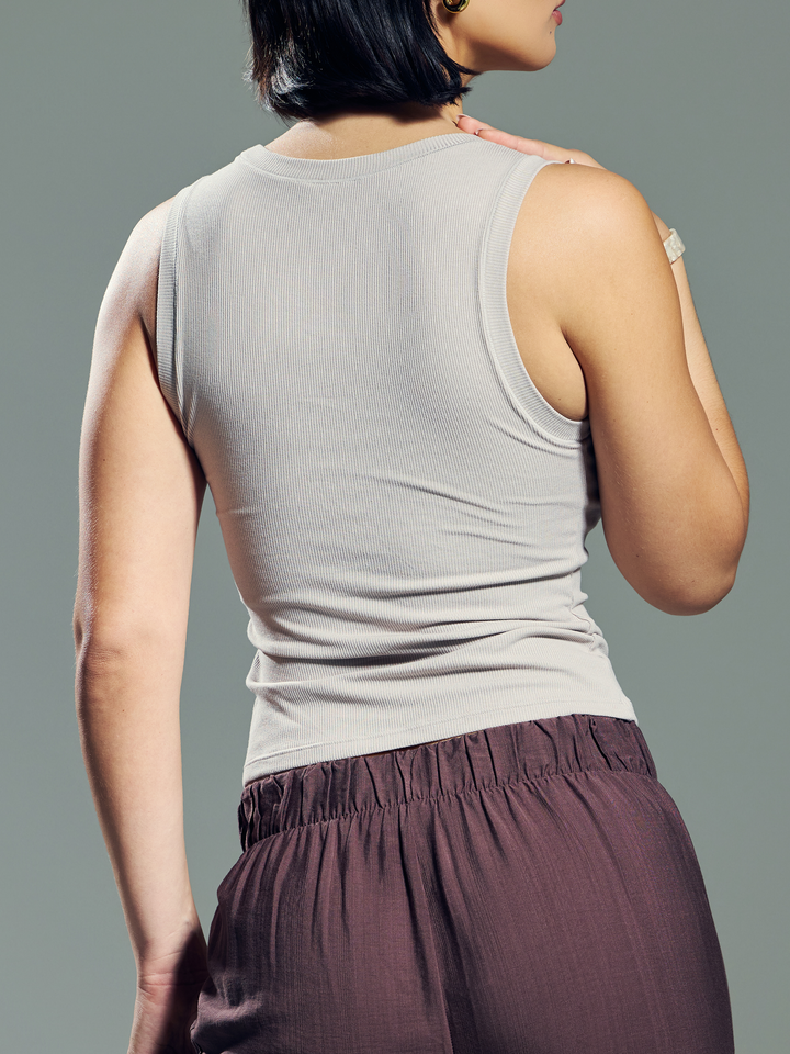 Klassy - Chunky Binding Ribbed Square Neck Tank: Dark Red