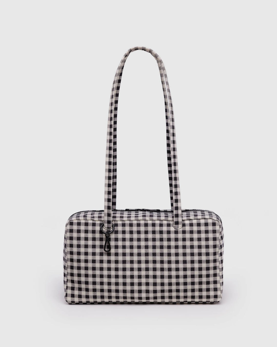 BAGGU- Nylon Bowler Bag Shoulder Purse- Black and White Gingham