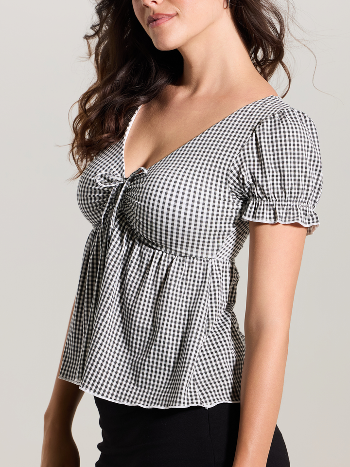 Klassy - Babydoll Puff Sleeve: Rouge Red / 2XL