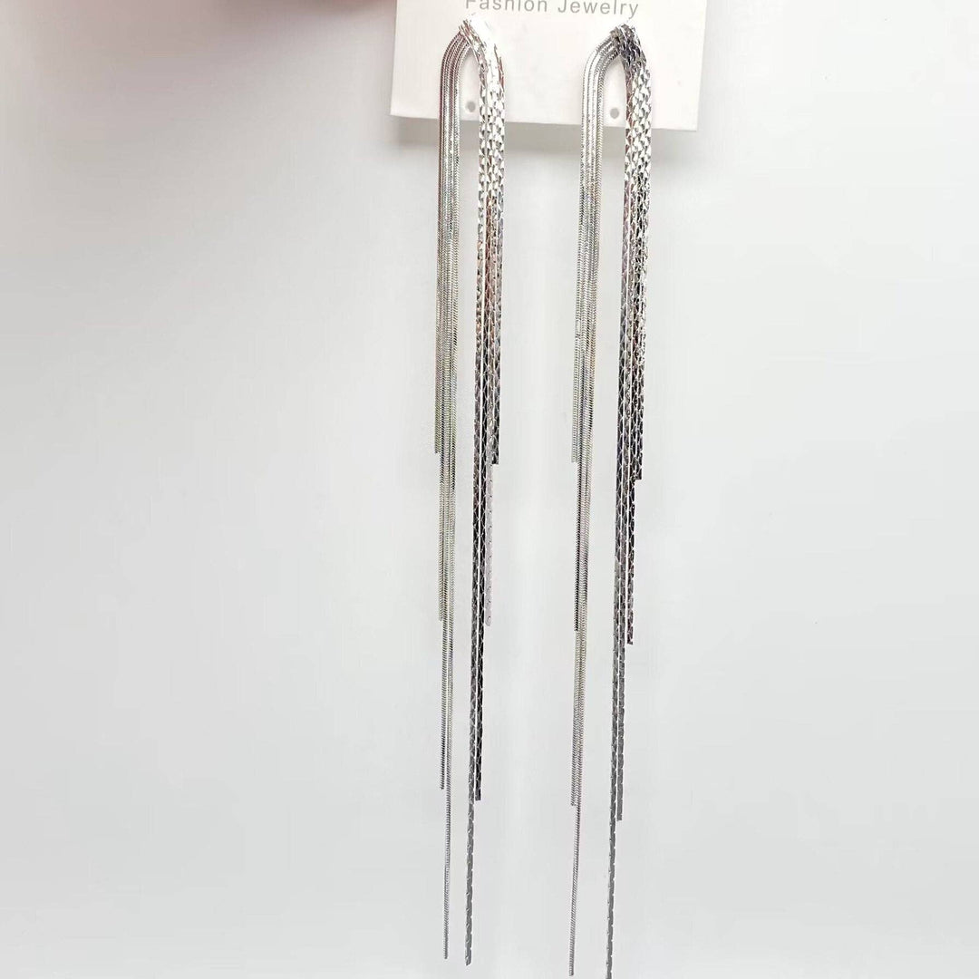 Mio Queena - Dual Style Long Chain Tassel Temperament Post Earrings: Gold