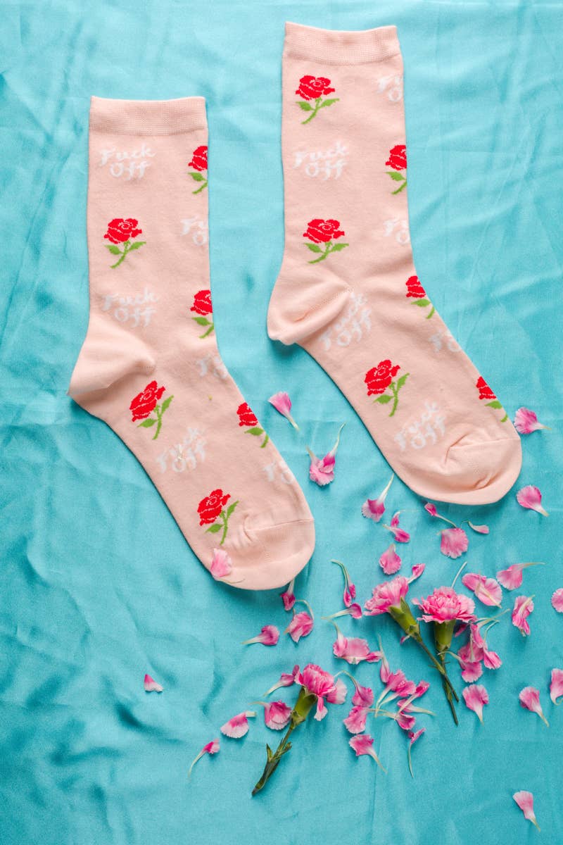 Yellow Owl Workshop - F*ck Off Rose Crew Flower Socks - Small