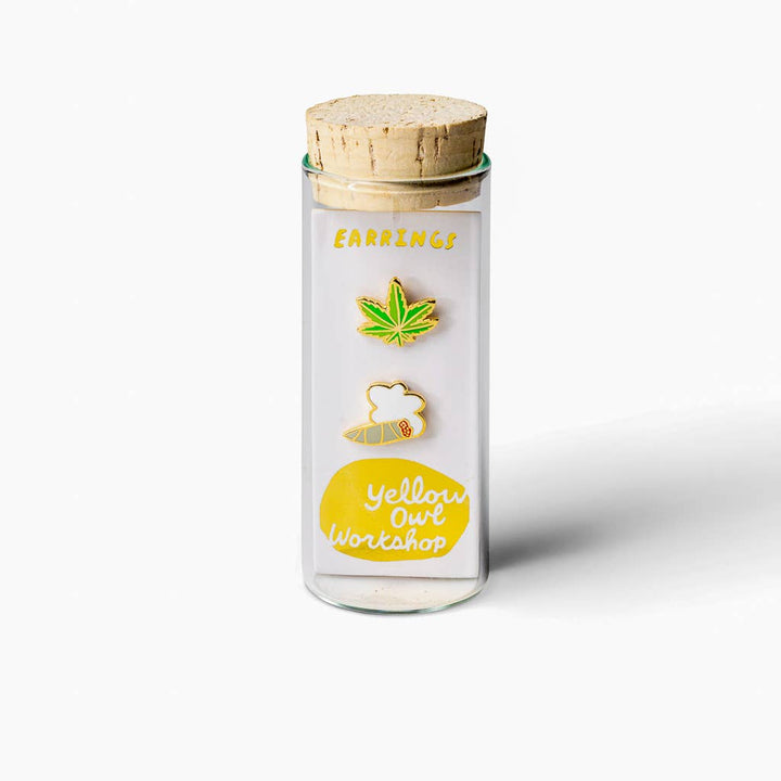 Yellow Owl Workshop - Weed Earrings - Gold Marijuana 420 Statement Studs