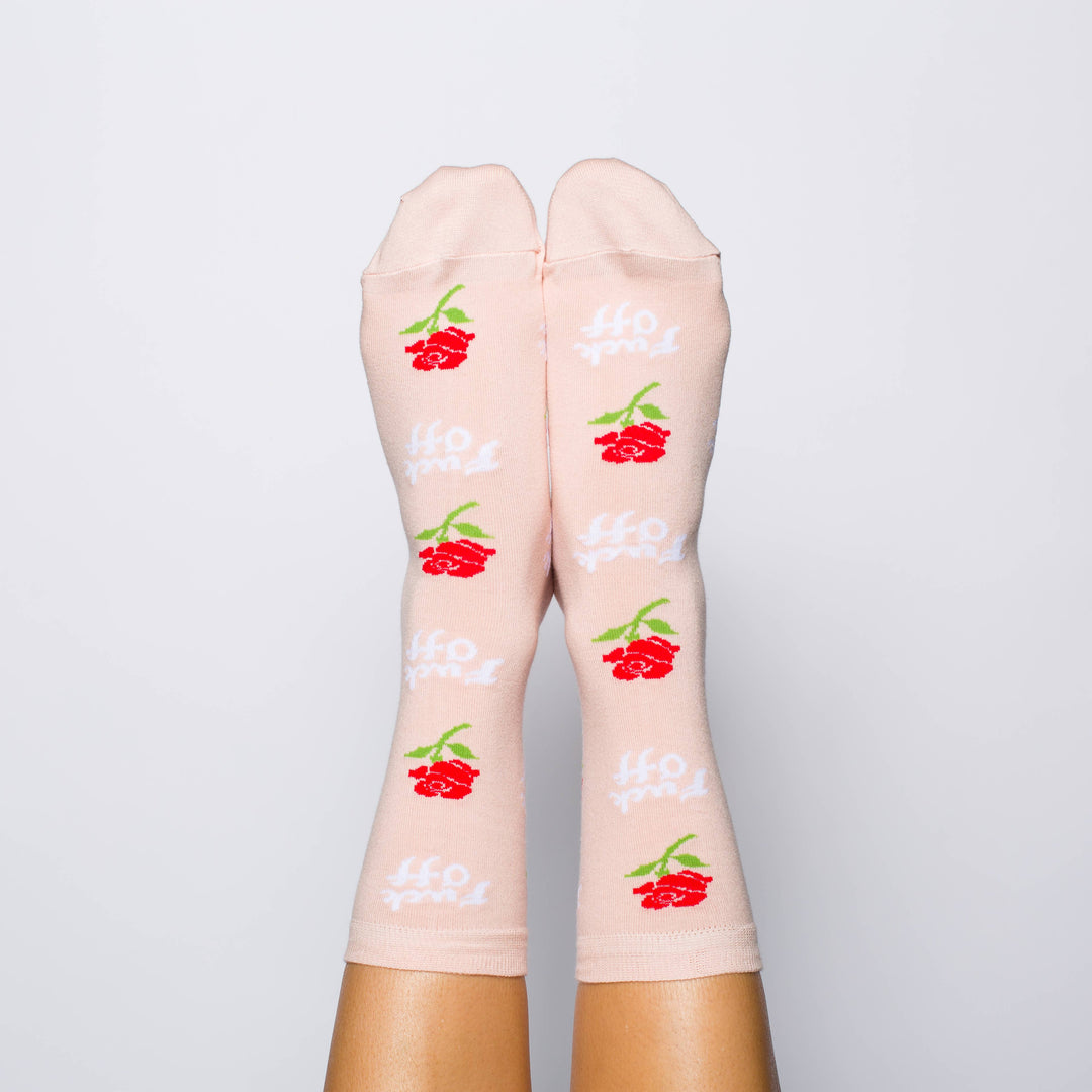 Yellow Owl Workshop - F*ck Off Rose Crew Flower Socks - Small