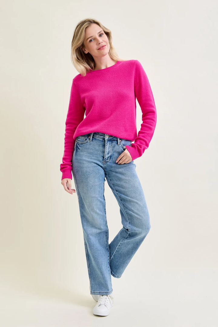 Plus Judy Blue Mid Rise Tummy Control Vintage Wash Straight Petite