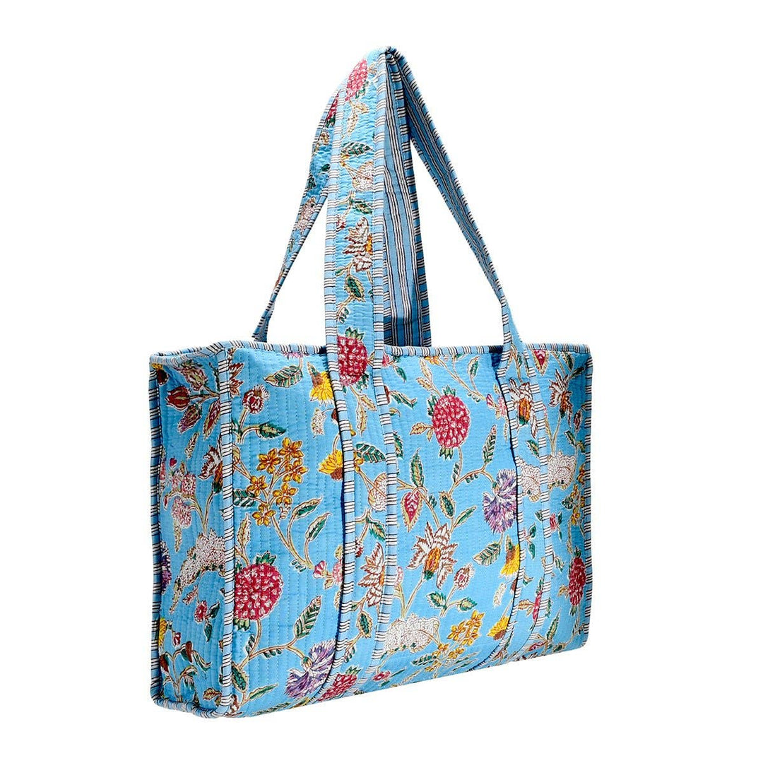 Cotton Block Print Tote Bag- Large