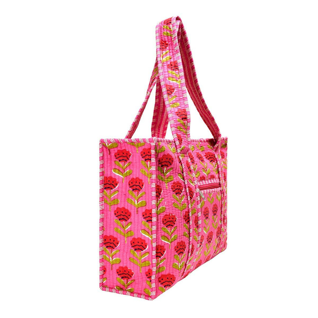 Cotton Block Print Tote Bag-Small