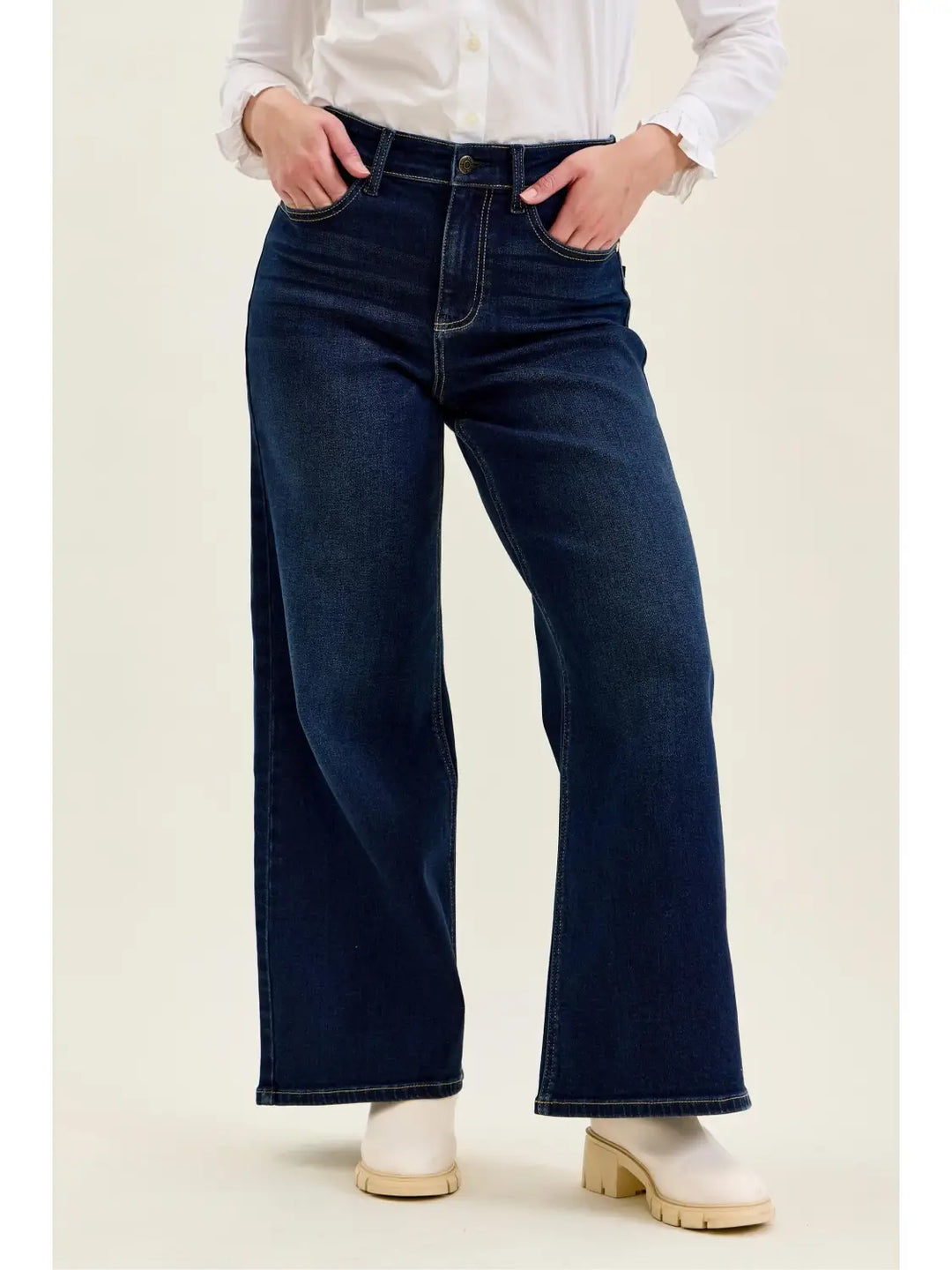 Plus Size Judy Blue High Waist Lux Wide Dark Twilight Blue
