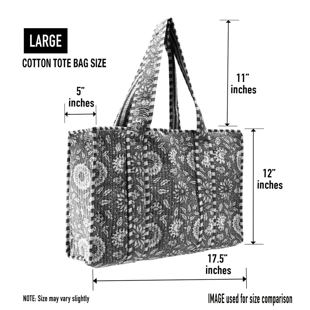 Cotton Block Print Tote Bag-  Large