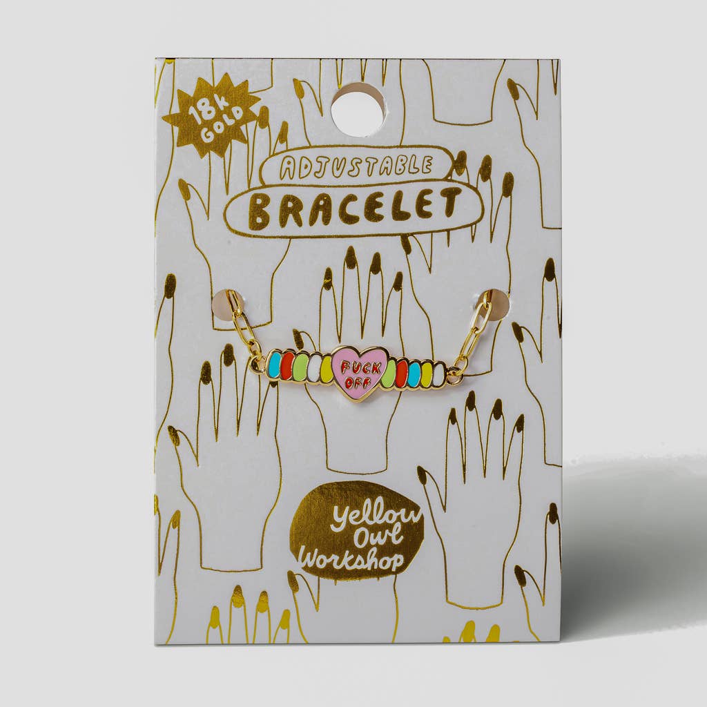 Yellow Owl Workshop - F*ck Off Bracelet - 18k Gold Gilt Enamel Swear Word Jewelry