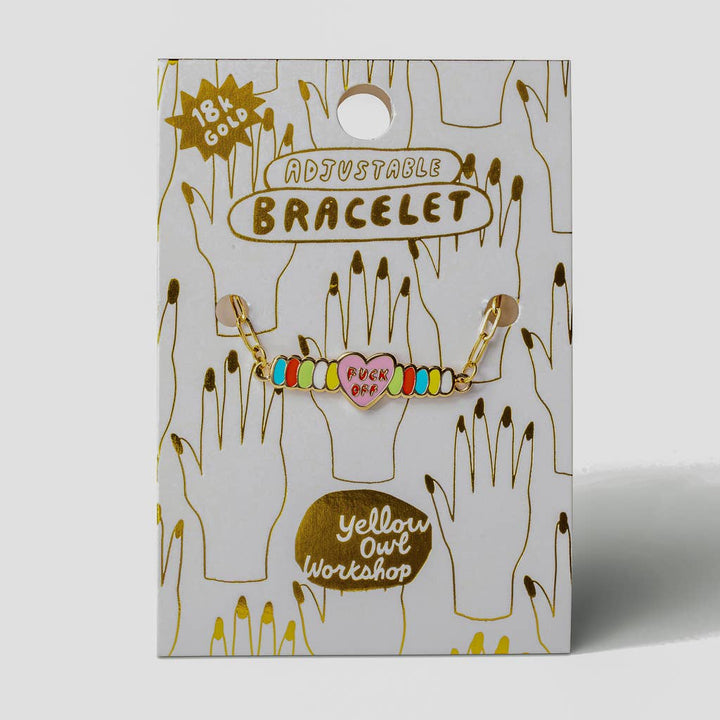 Yellow Owl Workshop - F*ck Off Bracelet - 18k Gold Gilt Enamel Swear Word Jewelry