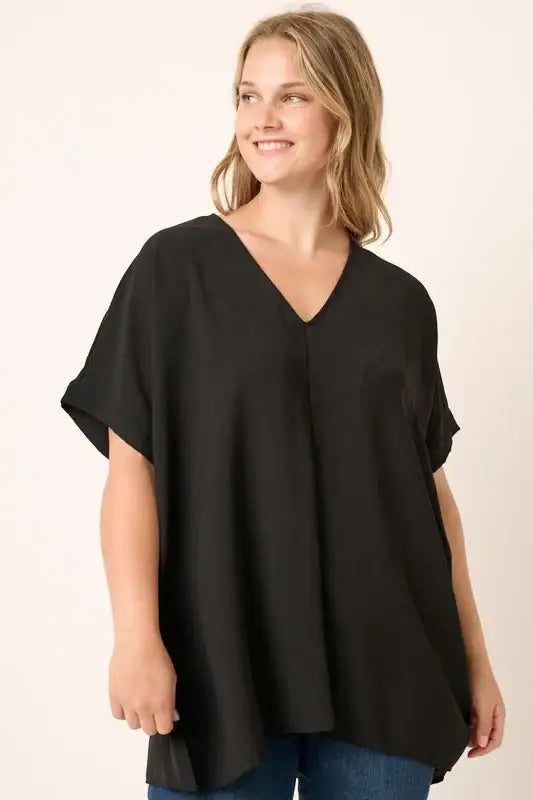 Plus Size Airflow Dolman Sleeve Woven Top in multiple colors