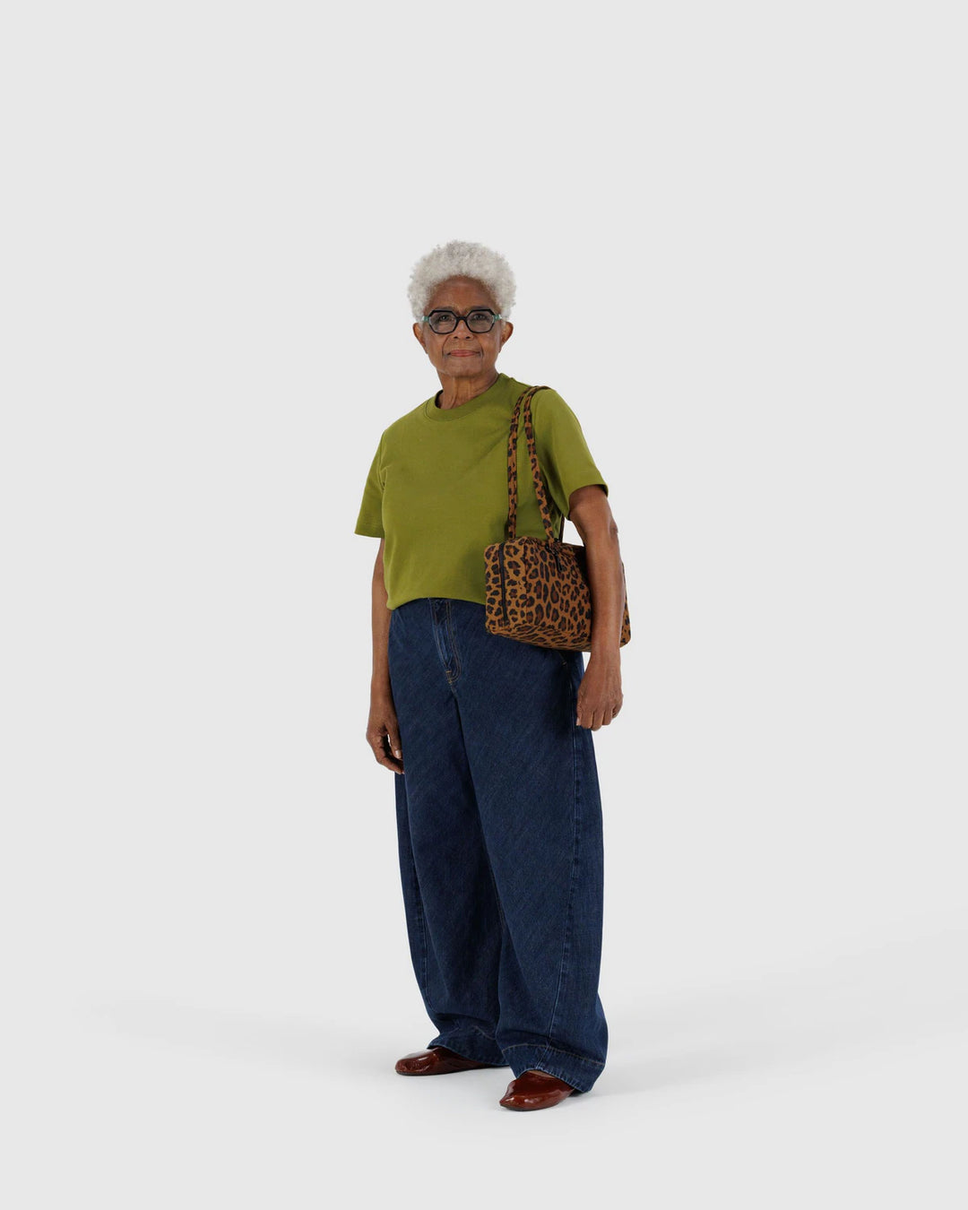 BAGGU- Nylon Bowler Bag Shoulder Purse- Leopard